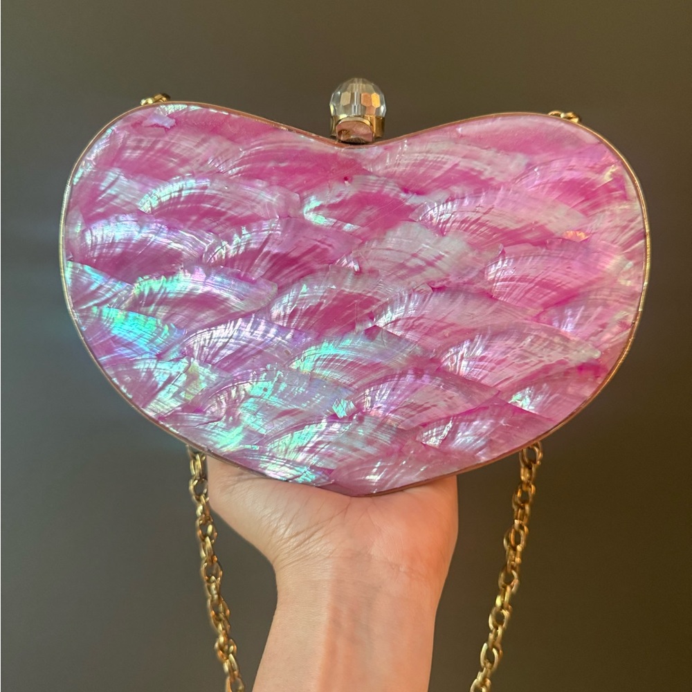 Pink Iridescent Clutch Bag